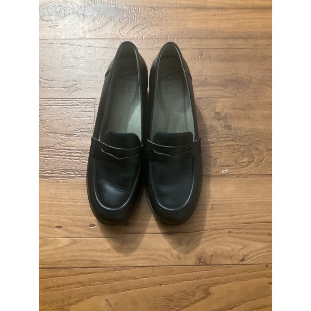 Dansko Black Leather Penny Loafers Block Heel Slip On Shoes Womens 42 2934502300